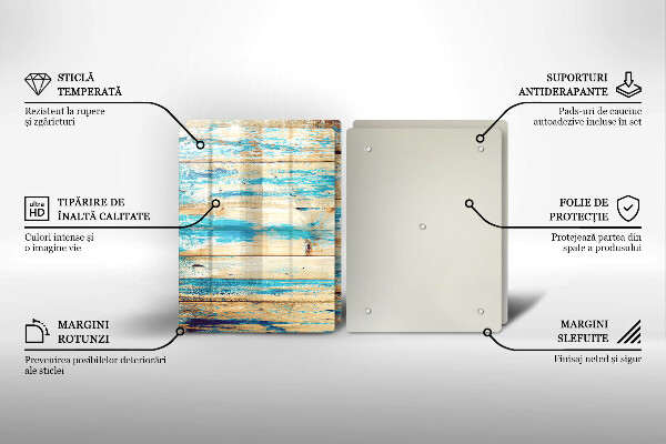 Glas Herdabdeckplatte Retro-Holzbretter