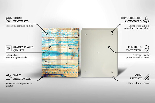 Glas Herdabdeckplatte Retro-Holzbretter