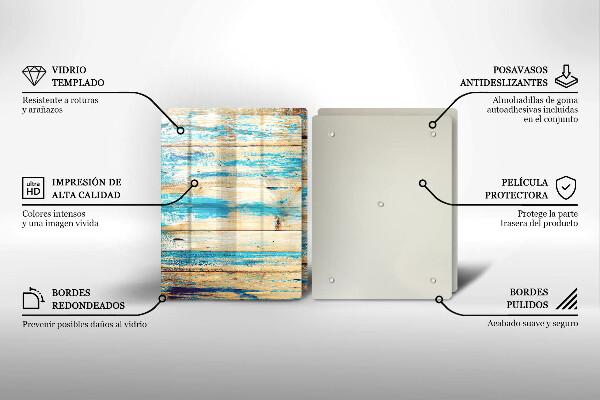 Glas Herdabdeckplatte Retro-Holzbretter
