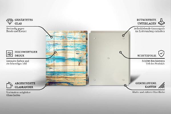 Glas Herdabdeckplatte Retro-Holzbretter