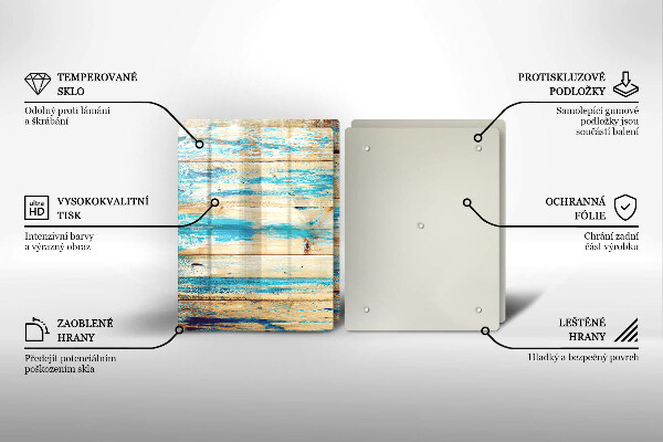 Glas Herdabdeckplatte Retro-Holzbretter