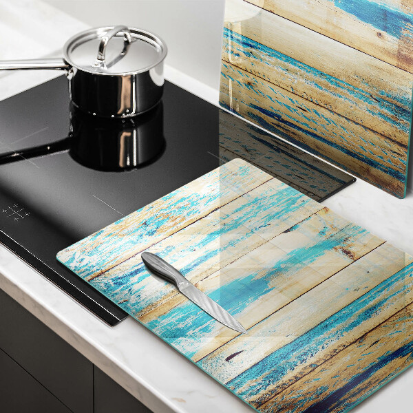 Glas Herdabdeckplatte Retro-Holzbretter