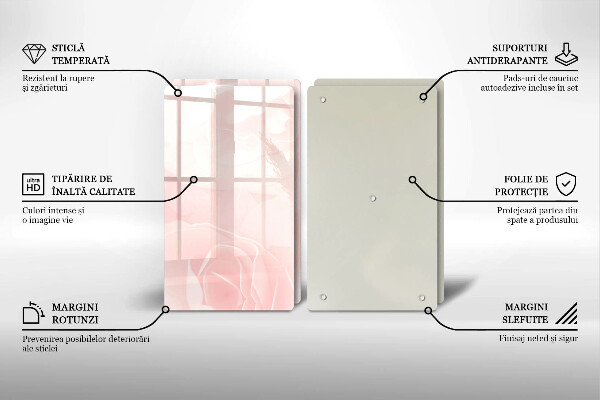 Glas Herdabdeckplatte Pastellrosen-Hintergrund