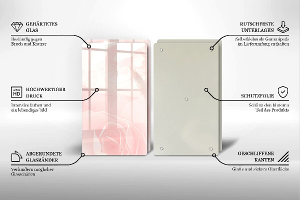Glas Herdabdeckplatte Pastellrosen-Hintergrund