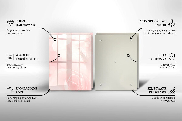 Glas Herdabdeckplatte Pastellrosen-Hintergrund