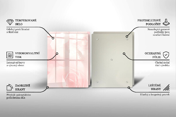 Glas Herdabdeckplatte Pastellrosen-Hintergrund