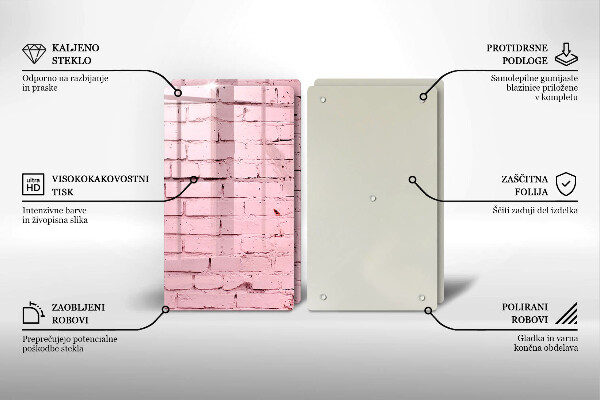 Glas Herdabdeckplatte Pastellfarbene Ziegelwand