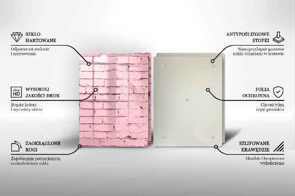 Glas Herdabdeckplatte Pastellfarbene Ziegelwand