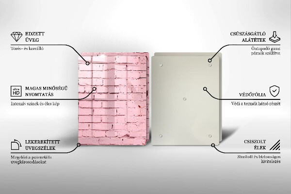 Glas Herdabdeckplatte Pastellfarbene Ziegelwand