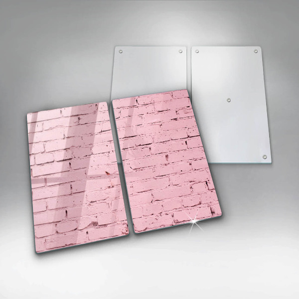 Glas Herdabdeckplatte Pastellfarbene Ziegelwand