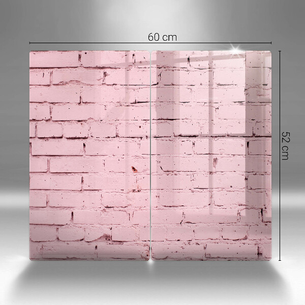 Glas Herdabdeckplatte Pastellfarbene Ziegelwand