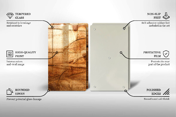 Glas Herdabdeckplatte Holzbrettstruktur