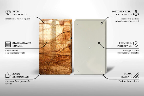 Glas Herdabdeckplatte Holzbrettstruktur