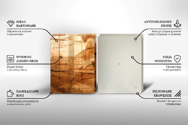 Glas Herdabdeckplatte Holzbrettstruktur