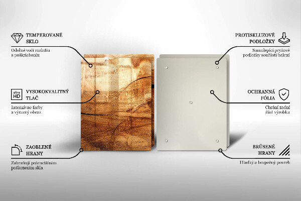Glas Herdabdeckplatte Holzbrettstruktur