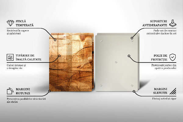 Glas Herdabdeckplatte Holzbrettstruktur