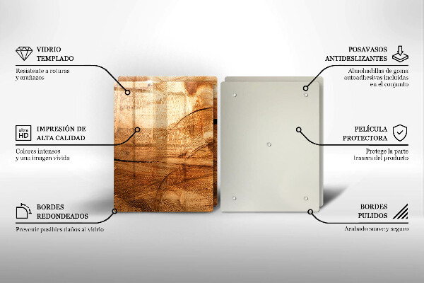 Glas Herdabdeckplatte Holzbrettstruktur