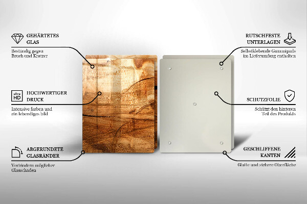 Glas Herdabdeckplatte Holzbrettstruktur