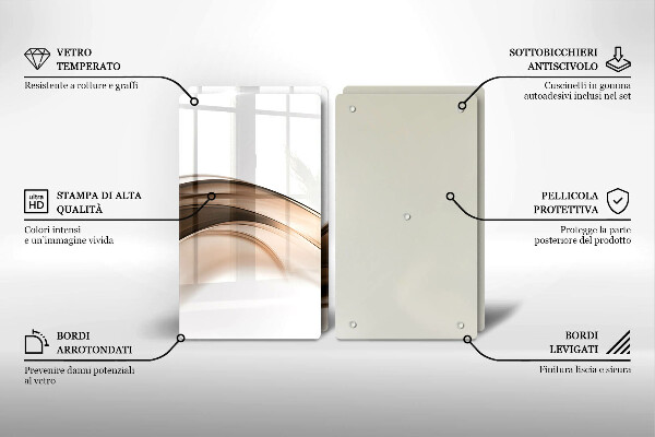 Glas Herdabdeckplatte Abstrakte braune Linien