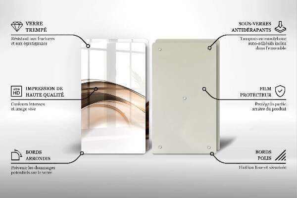 Glas Herdabdeckplatte Abstrakte braune Linien