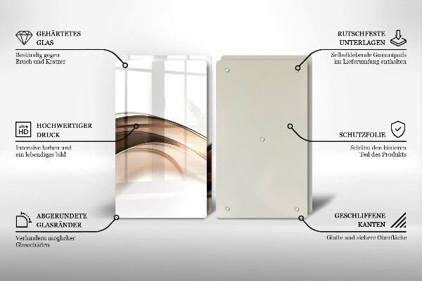 Glas Herdabdeckplatte Abstrakte braune Linien