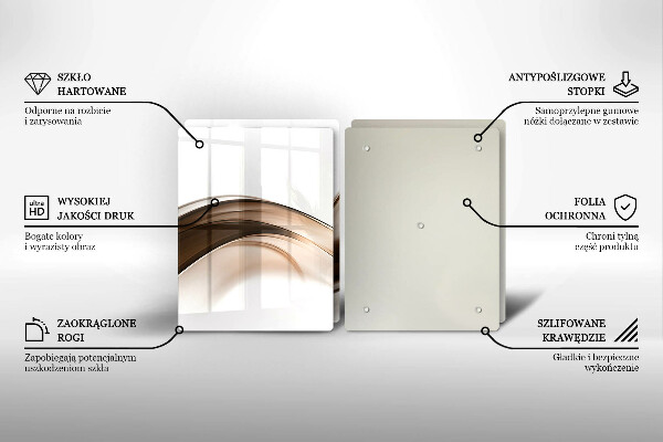 Glas Herdabdeckplatte Abstrakte braune Linien