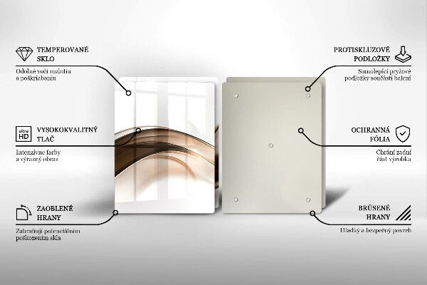 Glas Herdabdeckplatte Abstrakte braune Linien