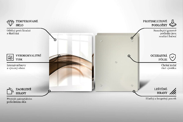 Glas Herdabdeckplatte Abstrakte braune Linien