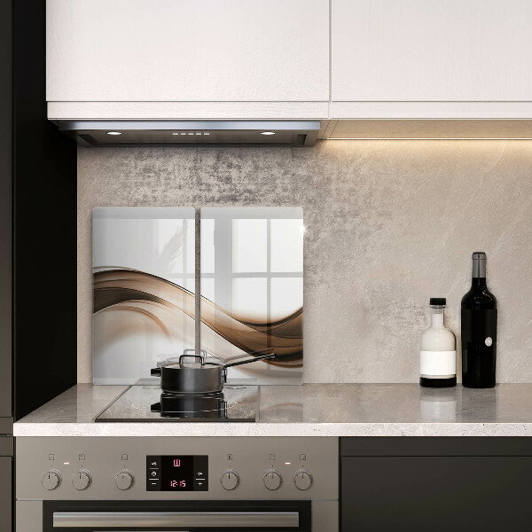 Glas Herdabdeckplatte Abstrakte braune Linien