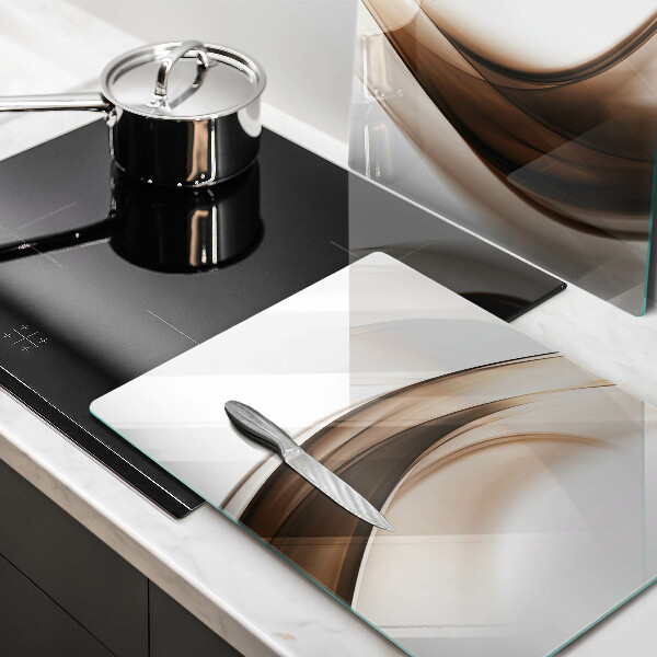 Glas Herdabdeckplatte Abstrakte braune Linien