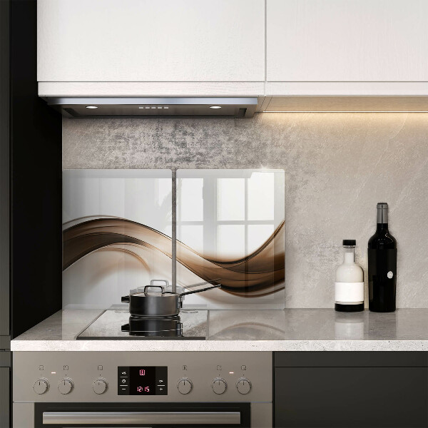 Glas Herdabdeckplatte Abstrakte braune Linien