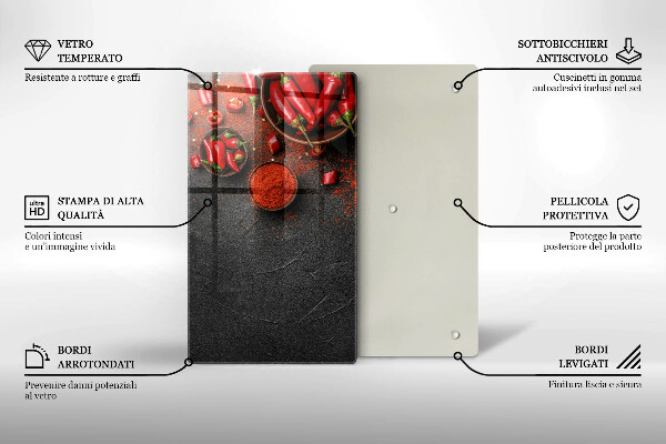 Glas Ceranfeldabdeckung Spritzschutz Rote Chilischoten