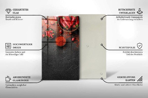 Glas Ceranfeldabdeckung Spritzschutz Rote Chilischoten