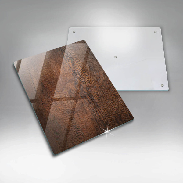 Glas Herdabdeckplatte Dunkles Holzbrett