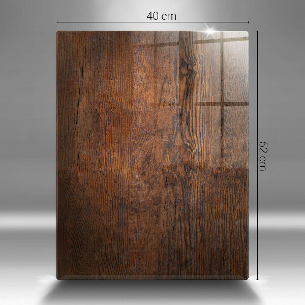 Glas Herdabdeckplatte Dunkles Holzbrett