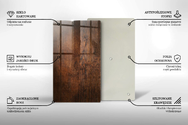Glas Herdabdeckplatte Dunkles Holzbrett