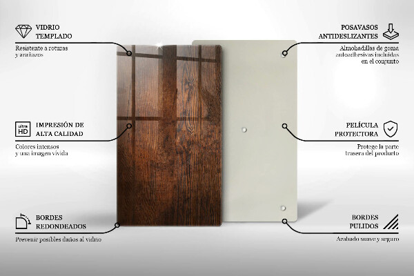 Glas Herdabdeckplatte Dunkles Holzbrett