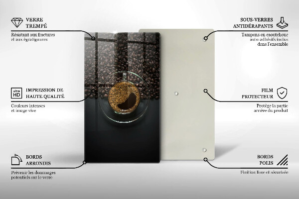 Glas Herdabdeckplatte Kaffee und Bohnen