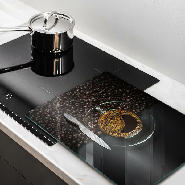 Glas Herdabdeckplatte Kaffee und Bohnen
