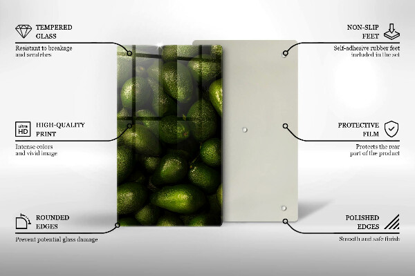 Glas Herdabdeckplatte Avocadofrucht