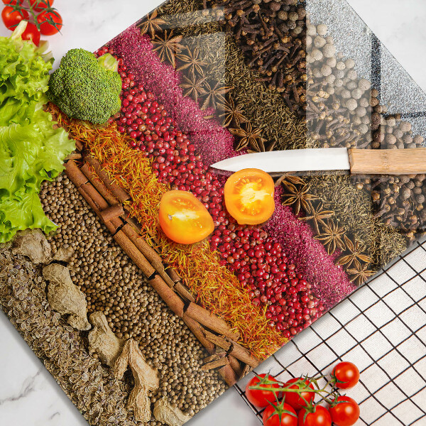 Glas Herdabdeckplatte Bunte Gewürze