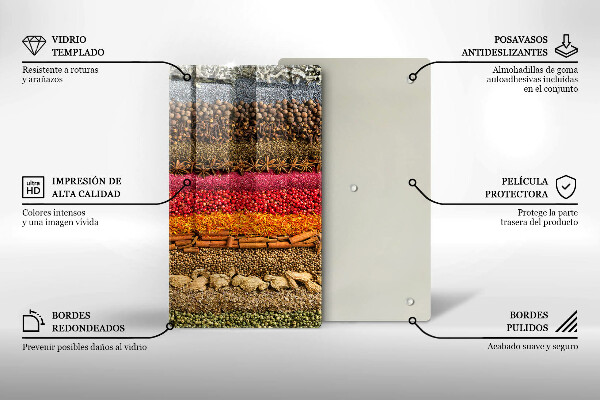 Glas Herdabdeckplatte Bunte Gewürze