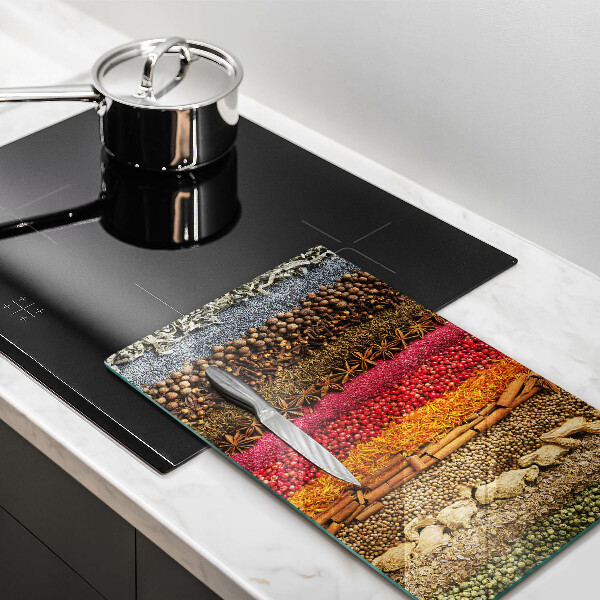 Glas Herdabdeckplatte Bunte Gewürze