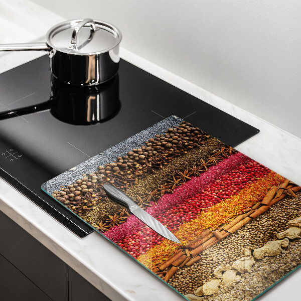 Glas Herdabdeckplatte Bunte Gewürze