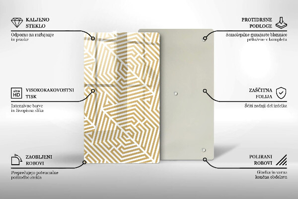 Glas Ceranfeldabdeckung Spritzschutz Geometrische Linien