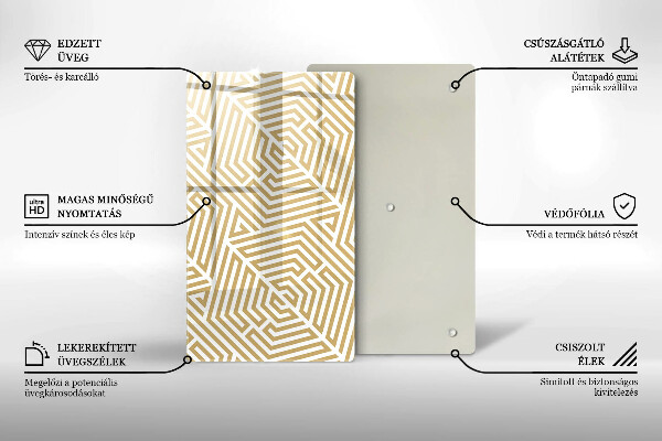 Glas Ceranfeldabdeckung Spritzschutz Geometrische Linien
