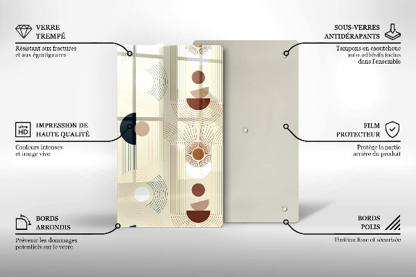 Glas Ceranfeldabdeckung Spritzschutz Boho-Geometrieformen