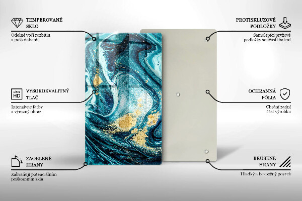 Glas Herdabdeckplatte Blaugoldene Abstraktion