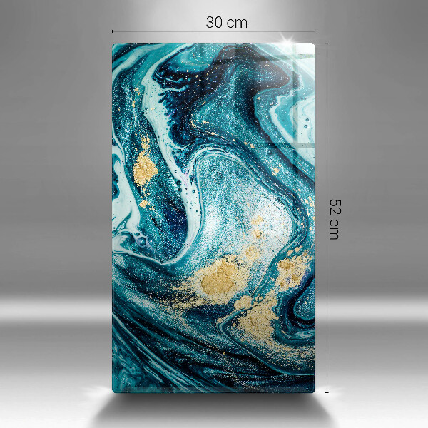 Glas Herdabdeckplatte Blaugoldene Abstraktion