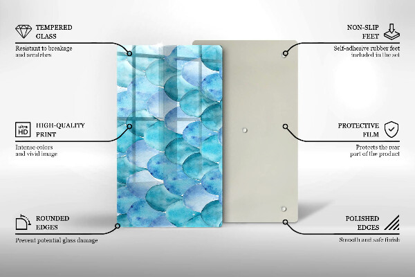 Glas Herdabdeckplatte Aquarellskalen